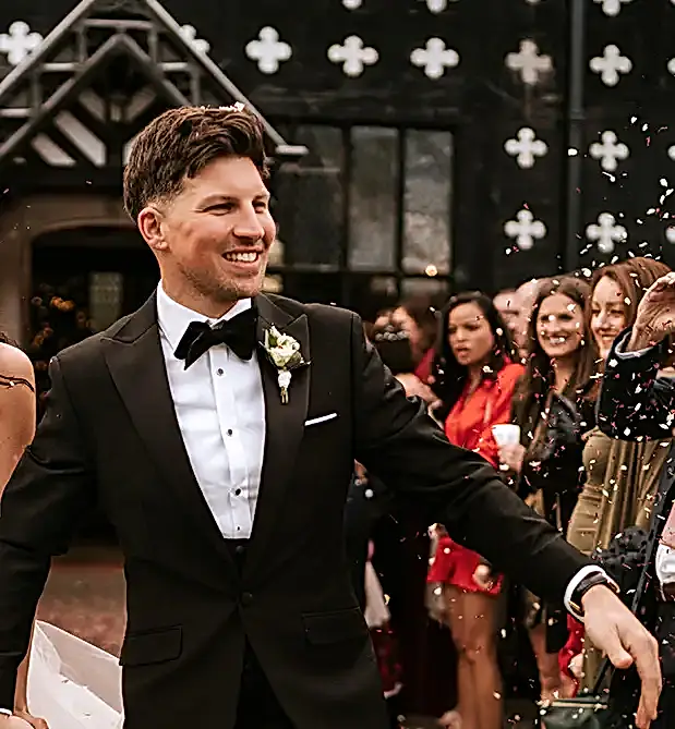 Rebekah and Adam’s stylish monochrome wedding 
